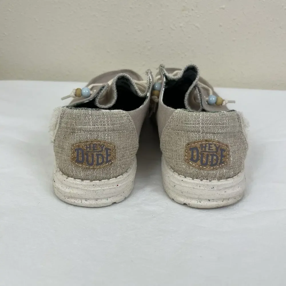 Hey Dude Wendy Fringe Slip On Shoes Womens 8 Beaded Metallic